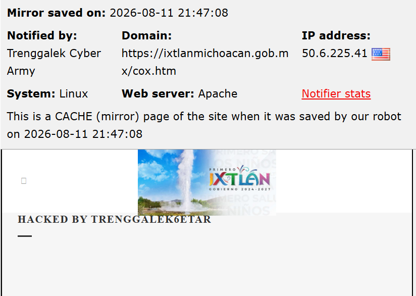 Trenggalek Cyber Army targets the website of H. Ayuntamiento de Ixtlán