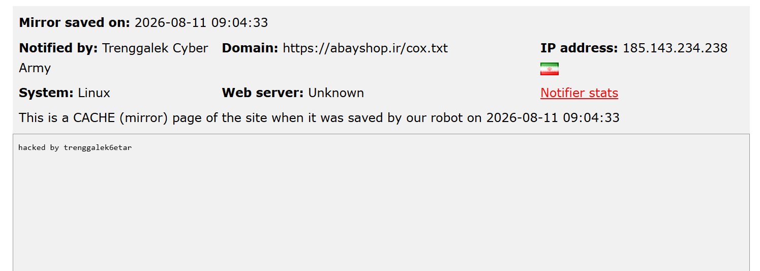 Trenggalek Cyber Army targets the website of Abay