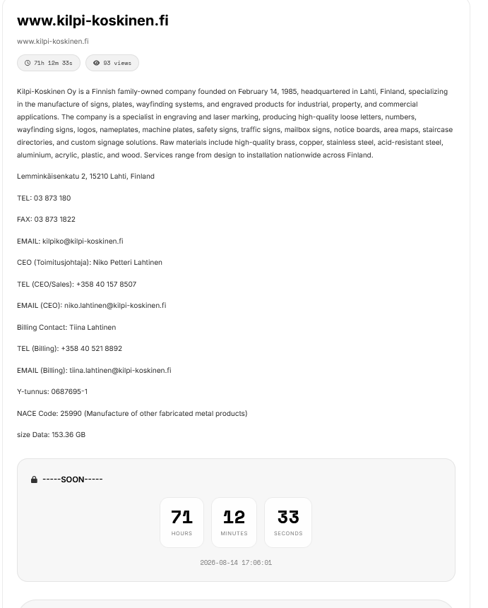 Kilpi-Koskinen falls victim to KRYBIT Ransomware