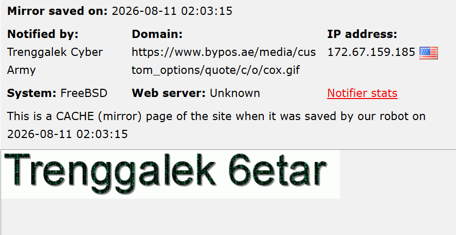 Trenggalek Cyber Army targets the website of BYPOS