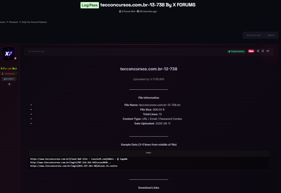 Alleged leak of Tec Concursos Combo list