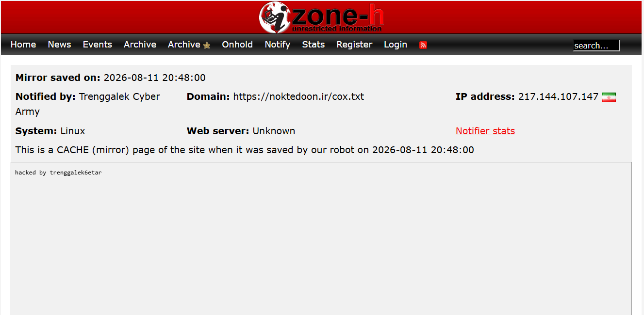 Trenggalek Cyber Army targeted multiple websites in Iran