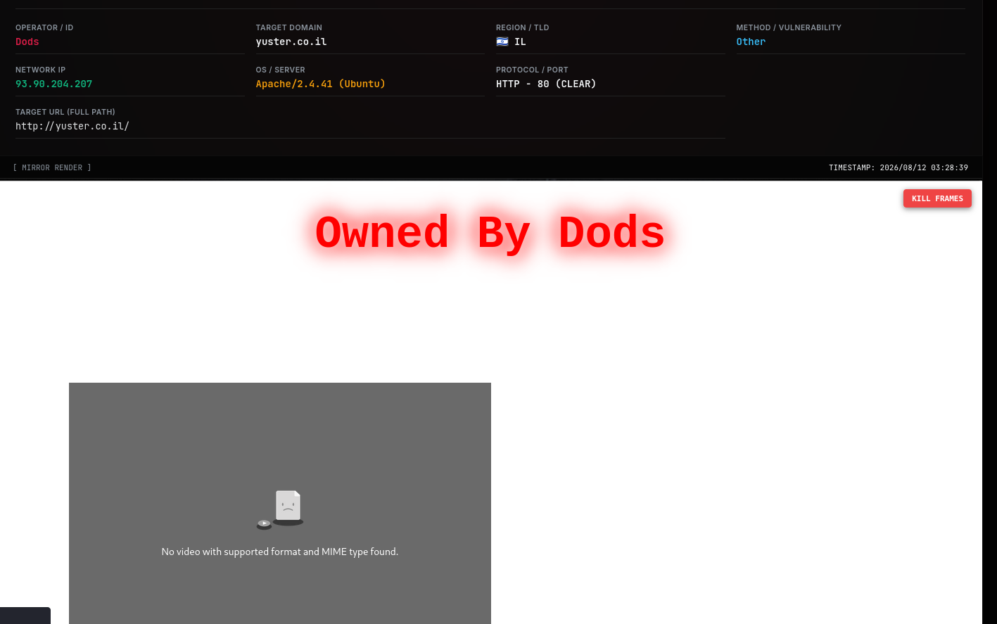 Dods targets the website of yuster.co.il