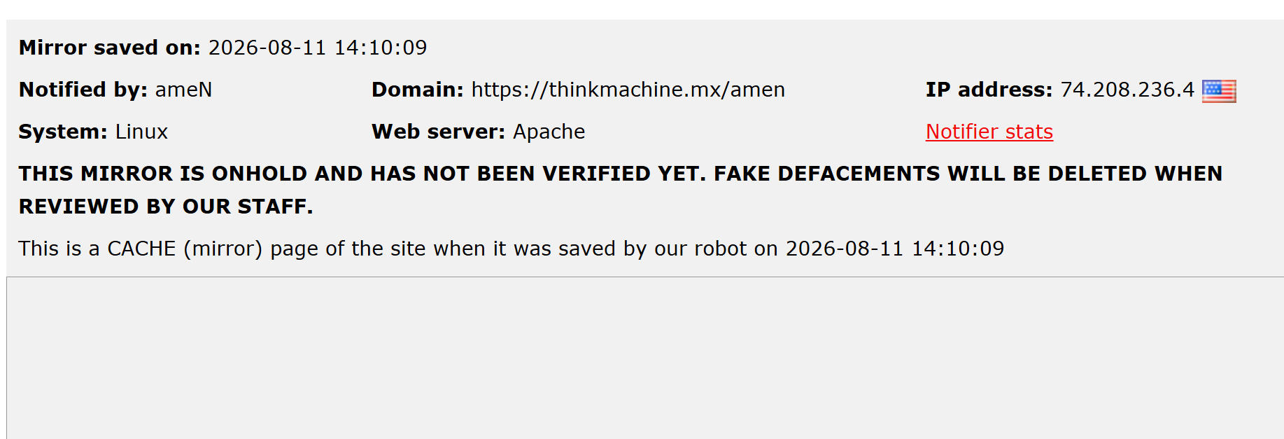ameN targets the website of Think Machine