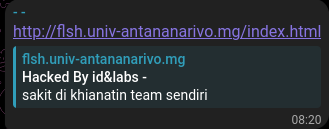 AN0M949_GHOST_TRACK targets the website of Faculté des Lettres et Sciences Humaines Antananarivo