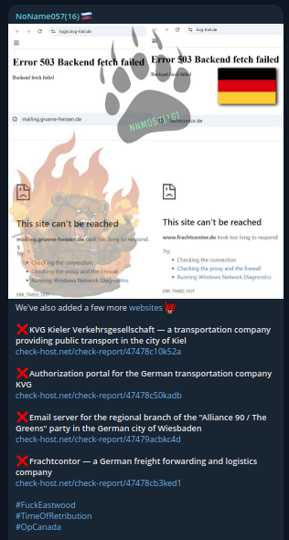 NoName targets the website of Frachtcontor Junge & Co. GmbH