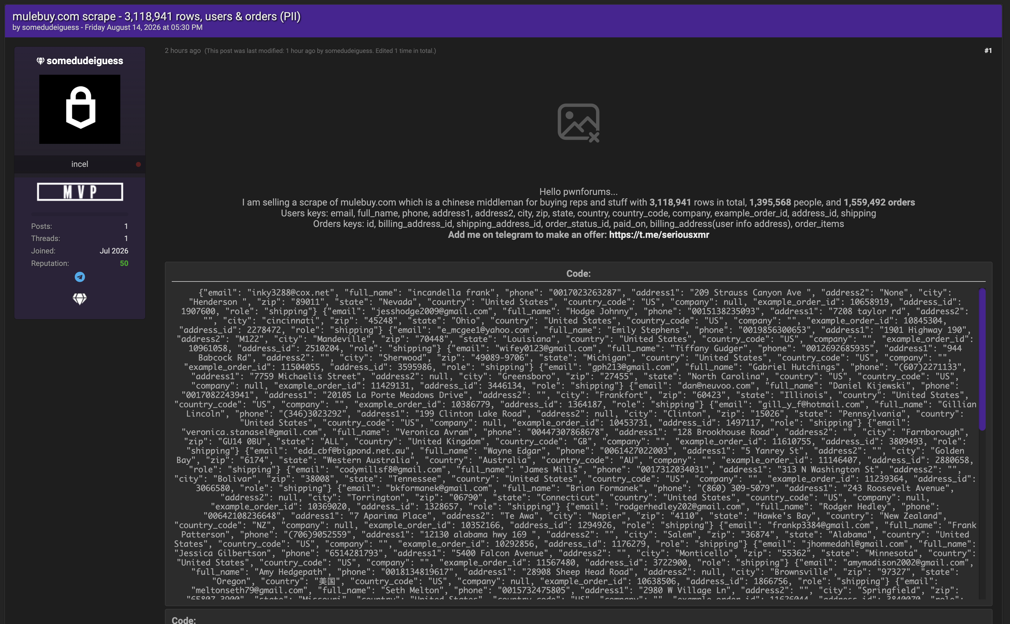 Alleged data breach of Mulebuy