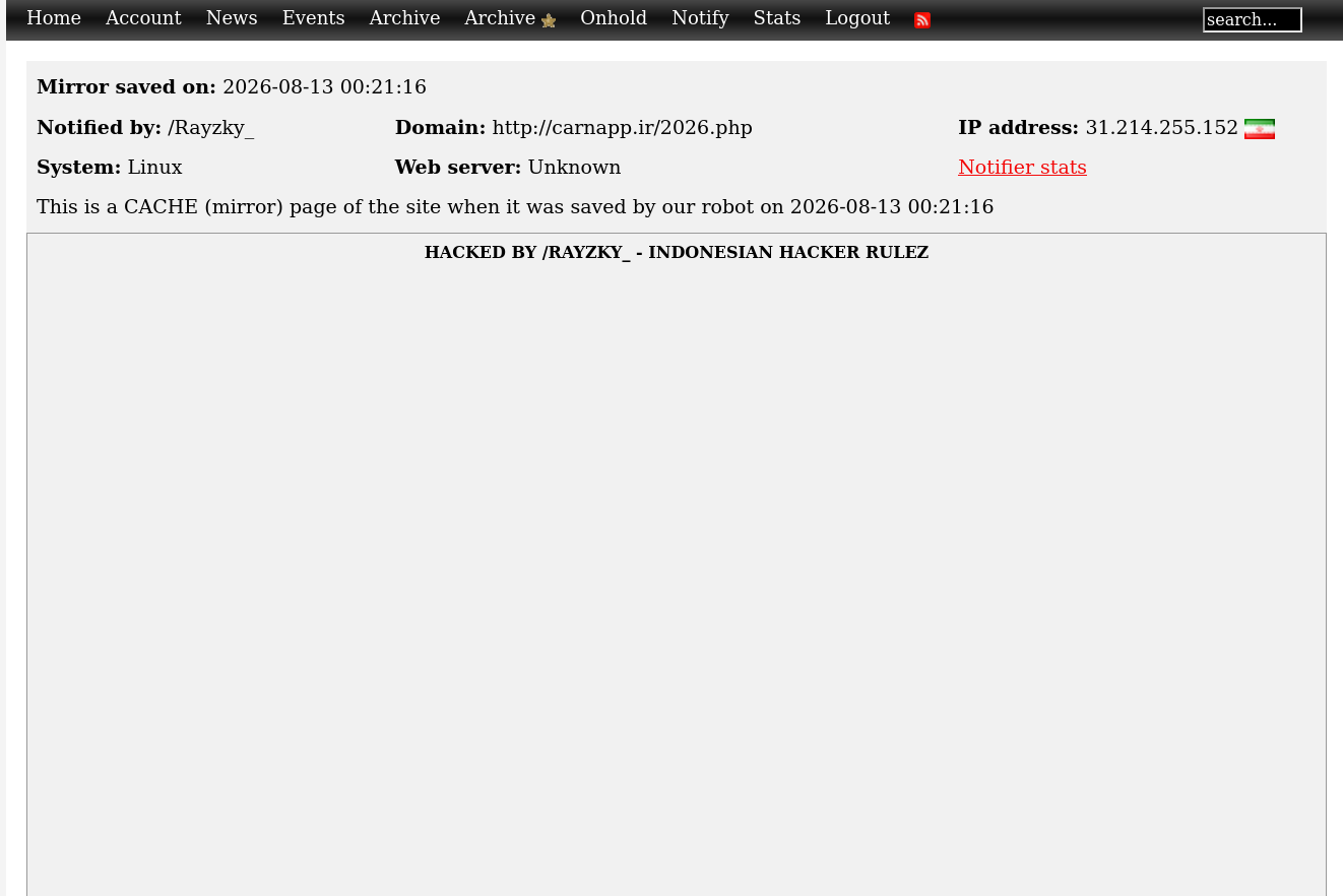 /Rayzky_ targets the website of carnapp.ir