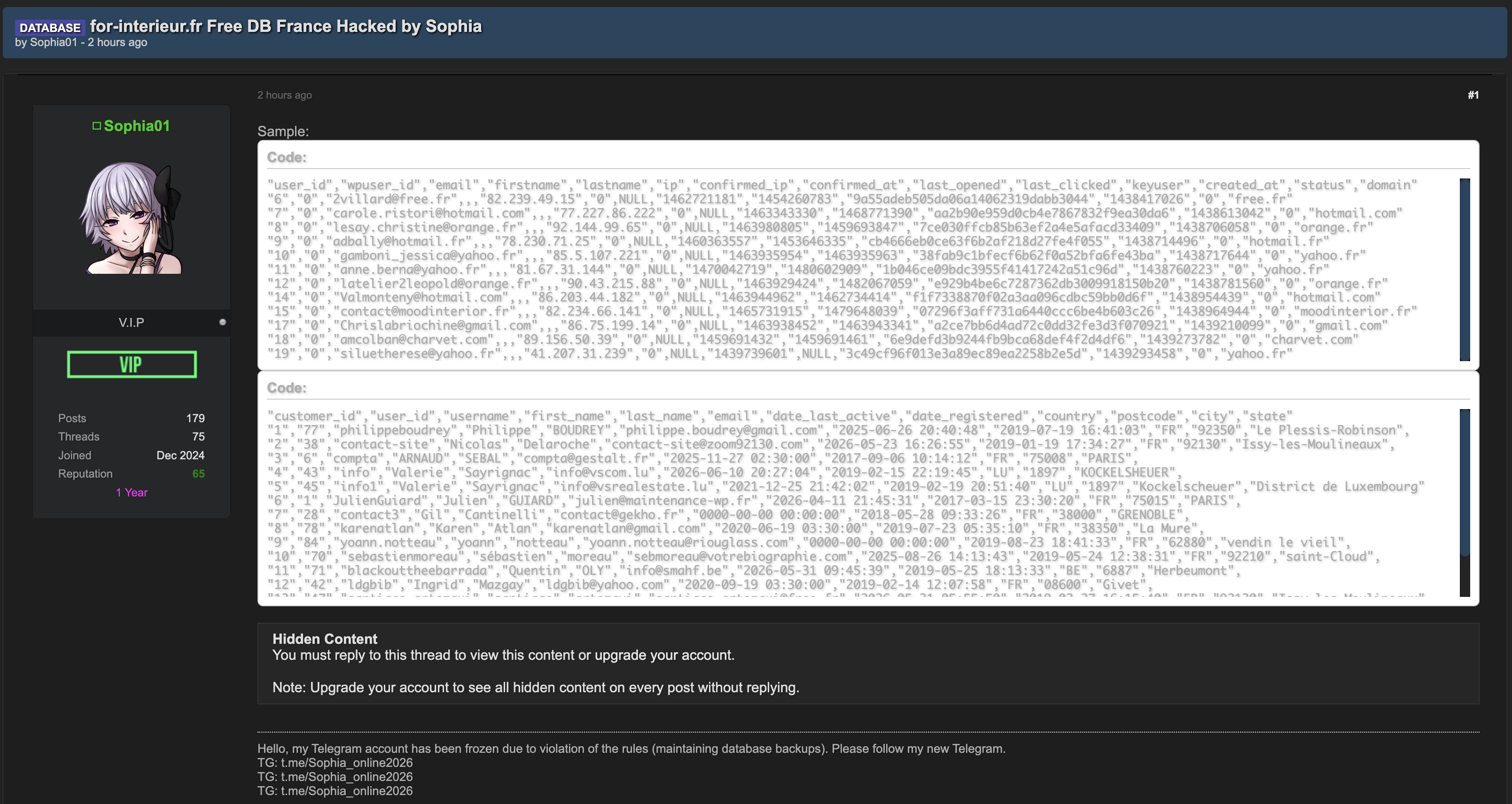 Alleged data breach of For Interieur