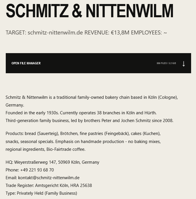 Schmitz & Nittenwilm Falls Victim to MAJINAHANASHI Ransomware