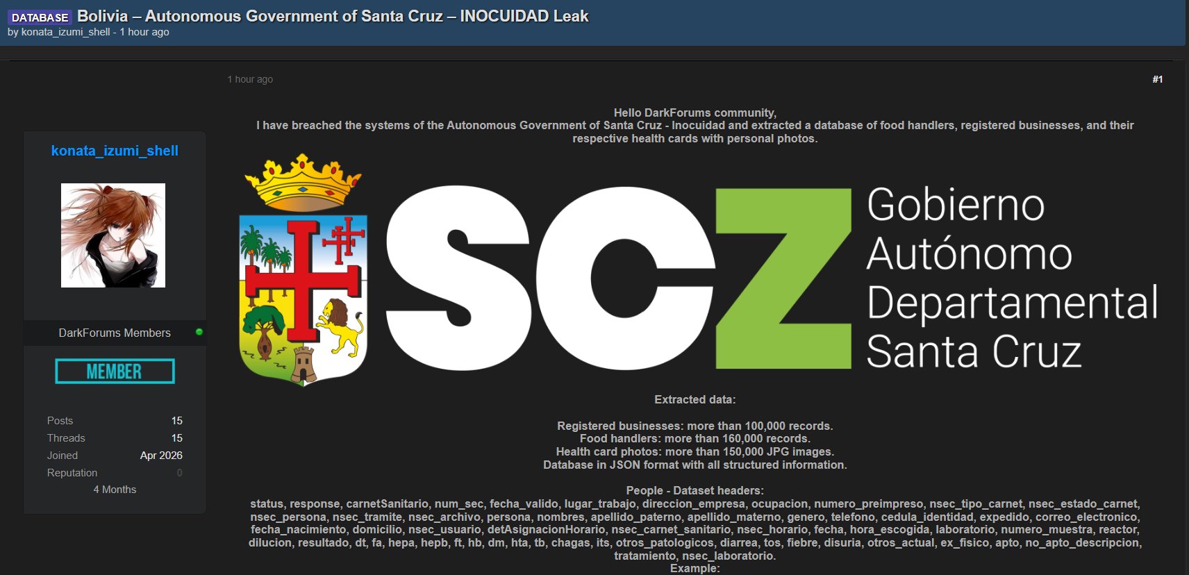 Alleged data breach of the Government of Santa Cruz