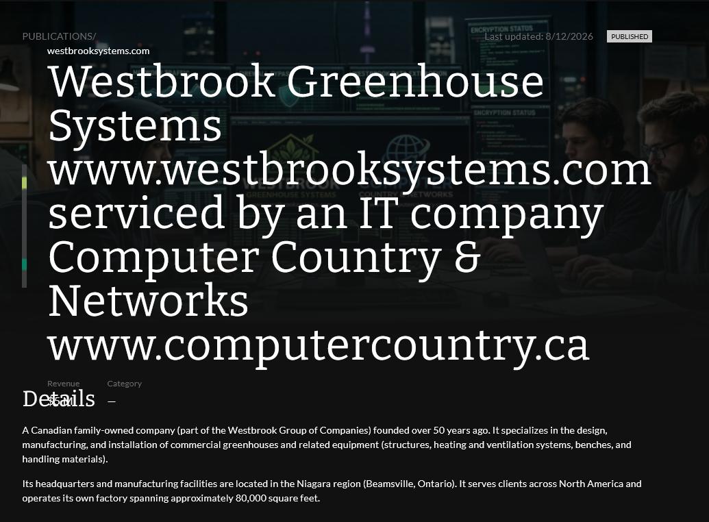 Westbrook Greenhouse Systems falls victim to Black Nevas Ransomware
