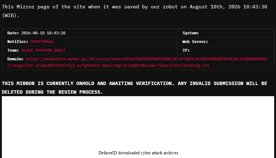BLACK PHANTOM GHOST targets the website of Pemerintah Kota Medan