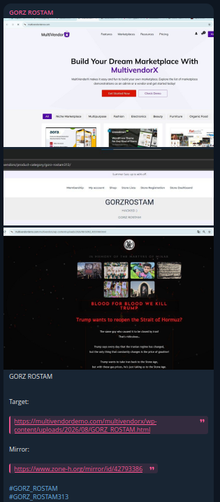 GORZ ROSTAM targets the website of MultiVendorX