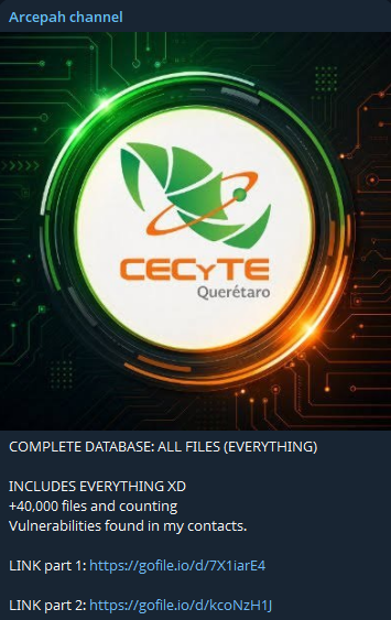 Alleged data breach of CECYTEQ