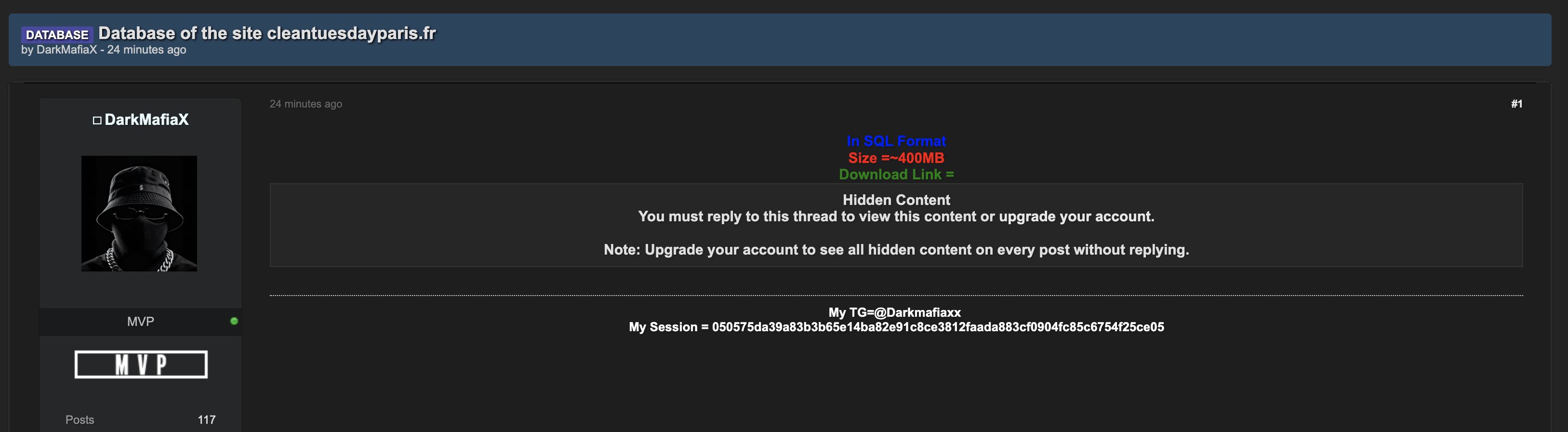 Alleged Data Breach of CleanTuesday Paris