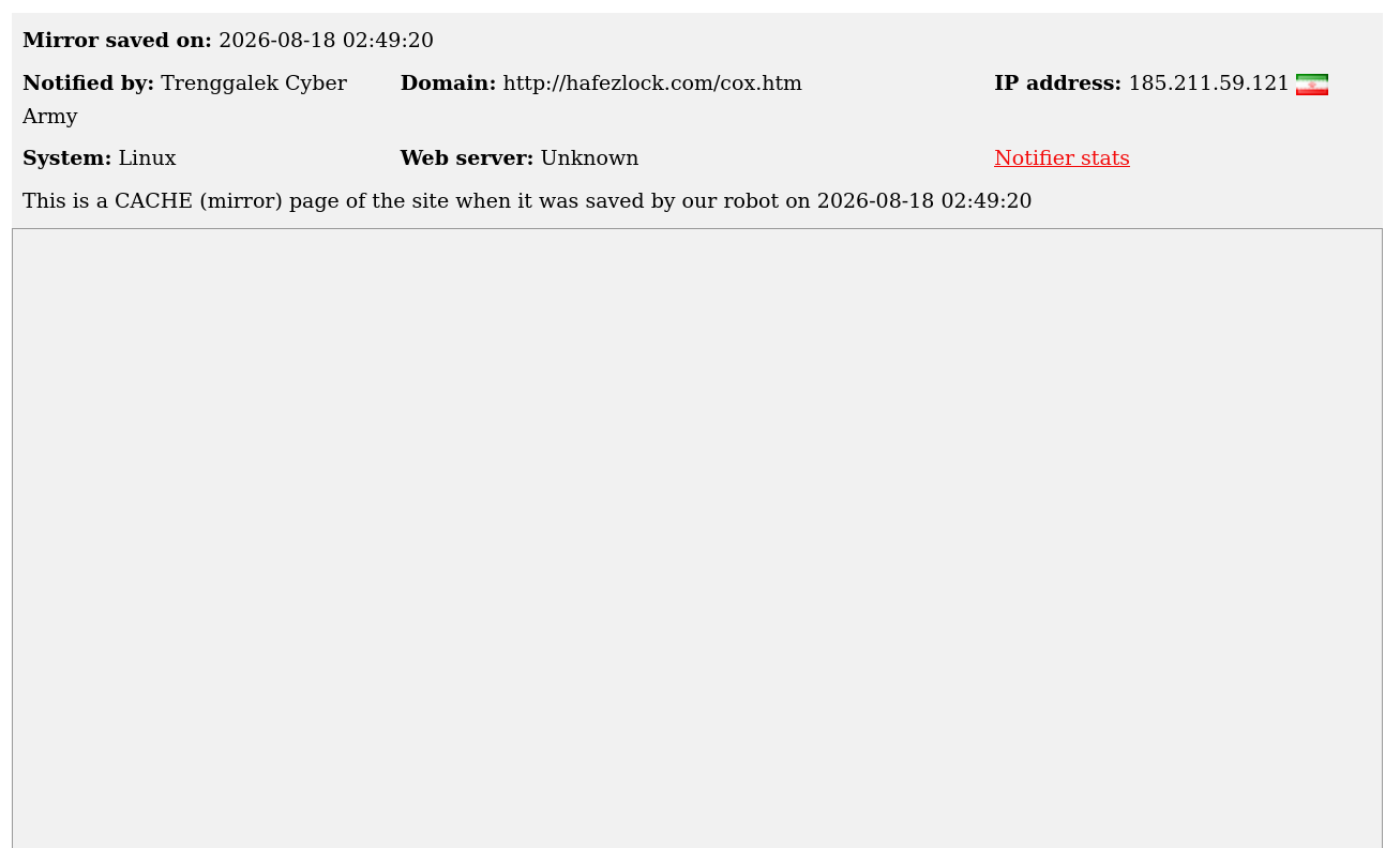 Trenggalek Cyber Army targets the website of Hafez Lock