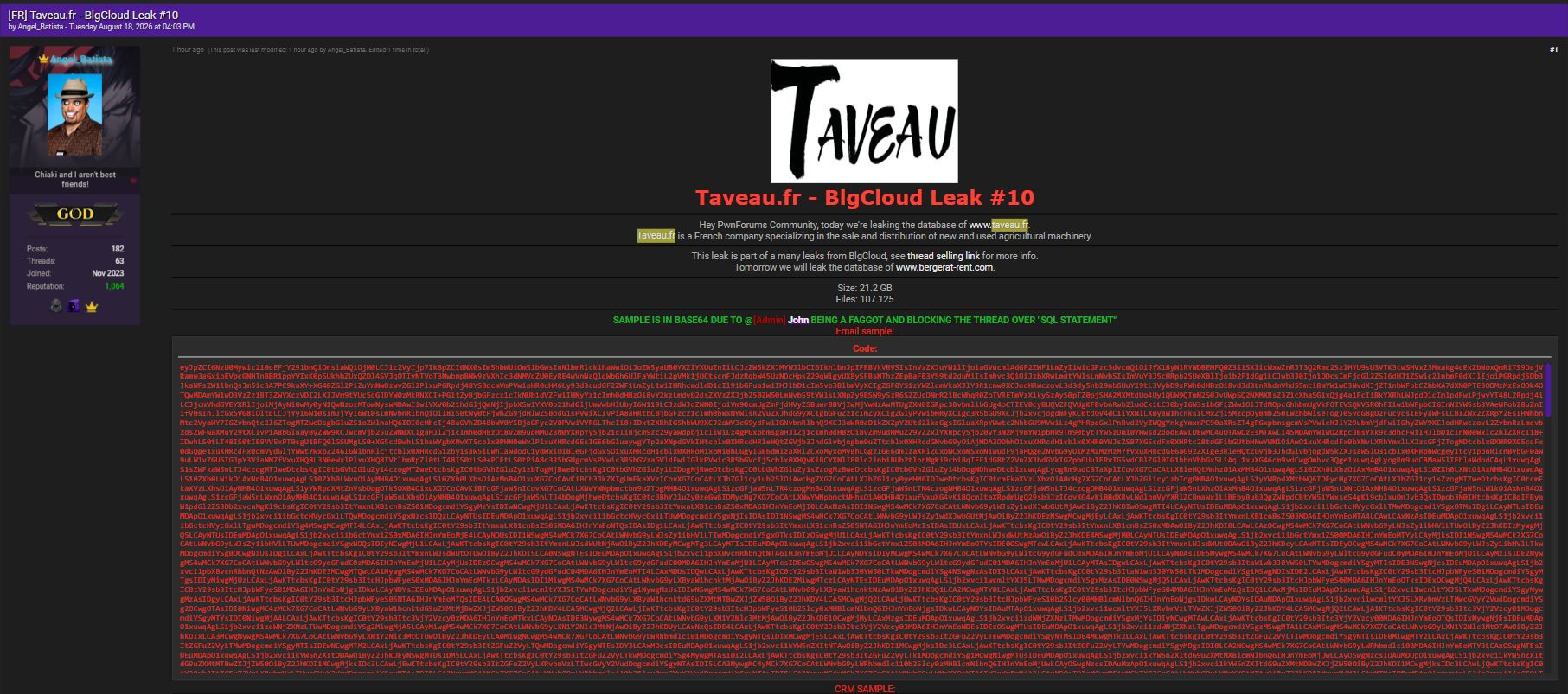 Alleged data breach of Taveau