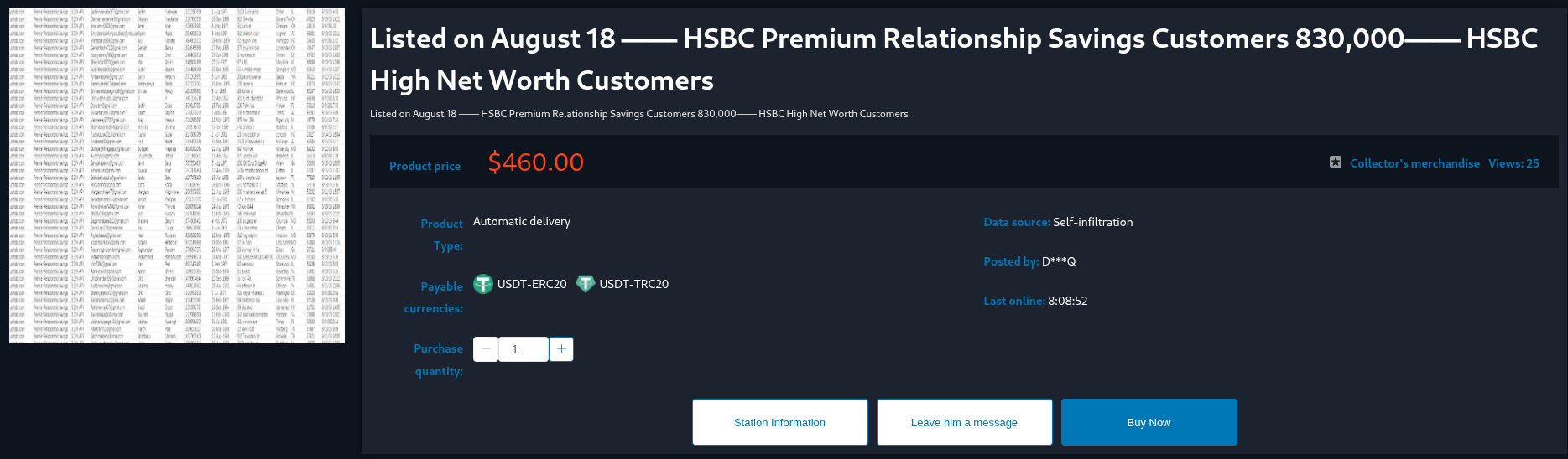 Alleged data sale of HSBC