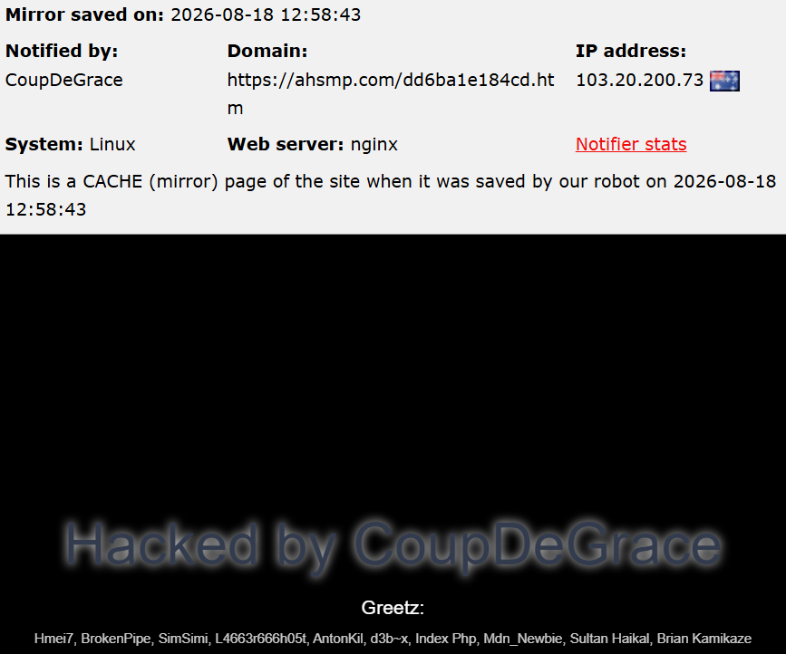 CoupDeGrace targets the website of Advanz Health