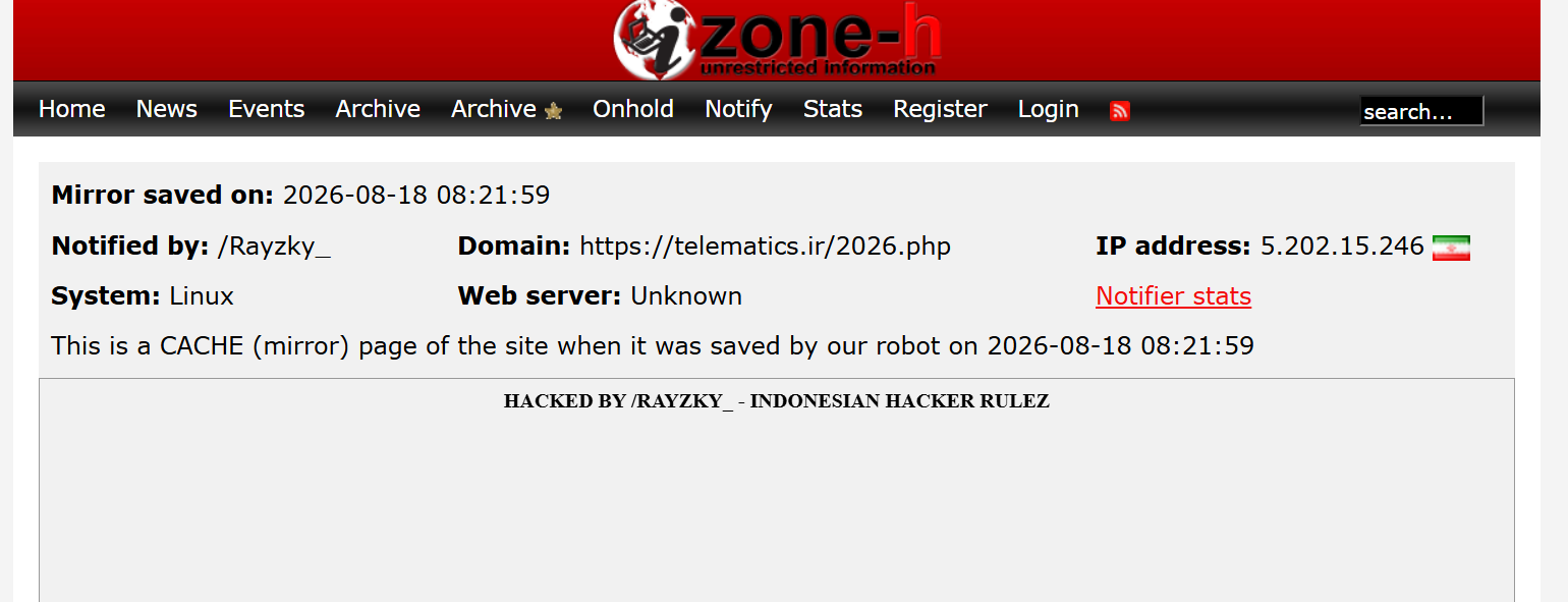 /Rayzky_ targets the website of telematics.ir