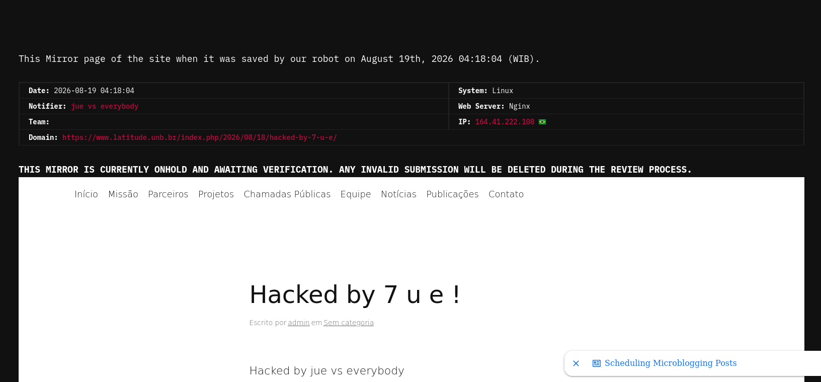 jue vs everybody targets the website of latitude.unb.br