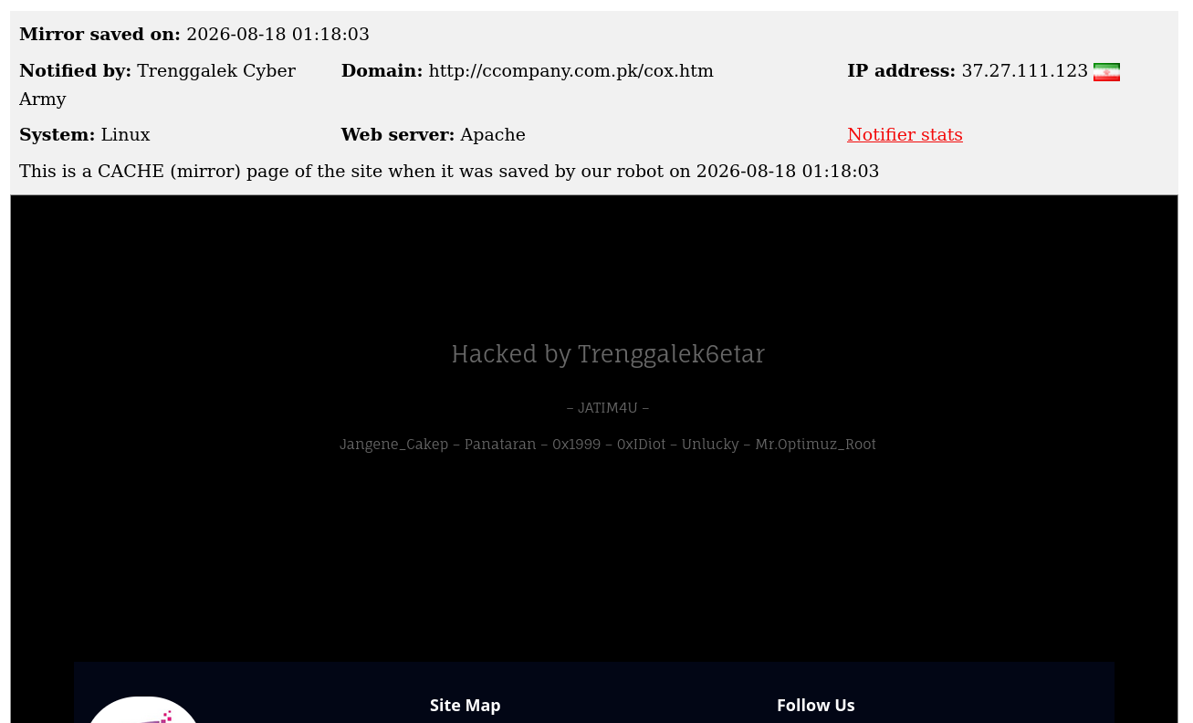 Trenggalek Cyber Army targets the website of ccompany.com.pk