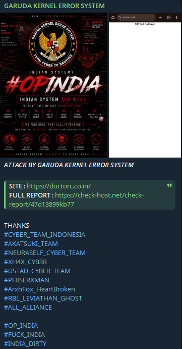 GARUDA KERNEL ERROR SYSTEM targets the website of DoctorC