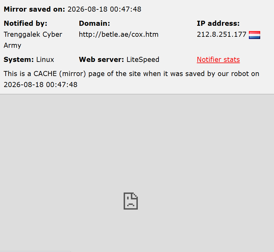 Trenggalek Cyber Army targets the website of BETLE