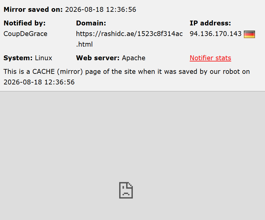 CoupDeGrace targets the website of Rashid Center for People of Determination