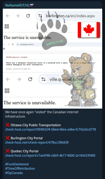 NoName targets the website of Ville de Québec
