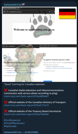 NoName targets the website of CRTC