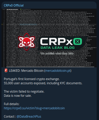 Alleged Data Breach of Mercado Bitcoin Portugal