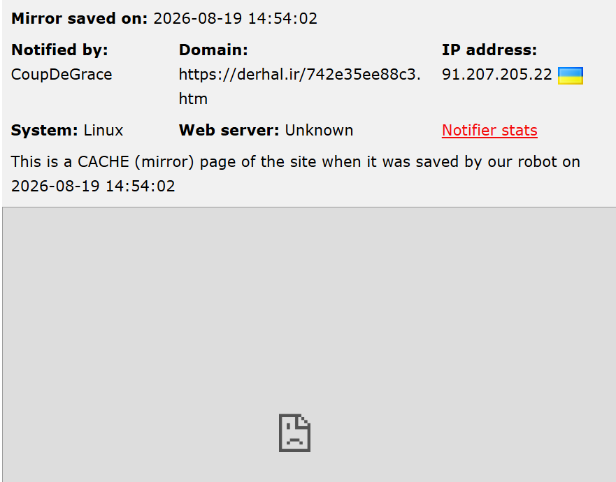 CoupDeGrace targets the website of Derhal Software Group