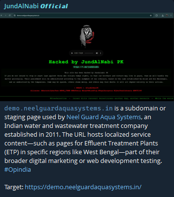 JundAlNabi Official targets the website of Neel Guard Aqua System