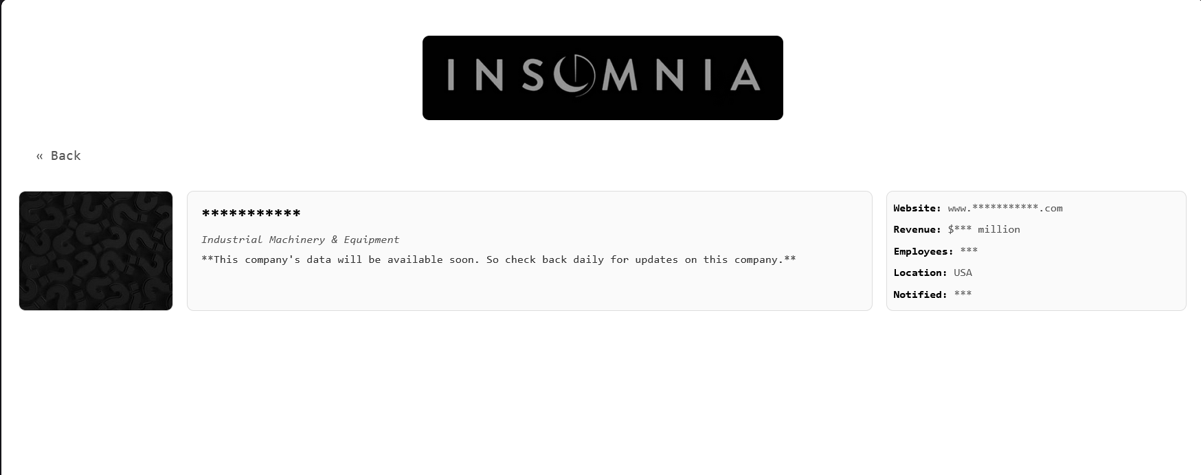INSOMNIA Ransomware group has added an unidentified victim (***********)