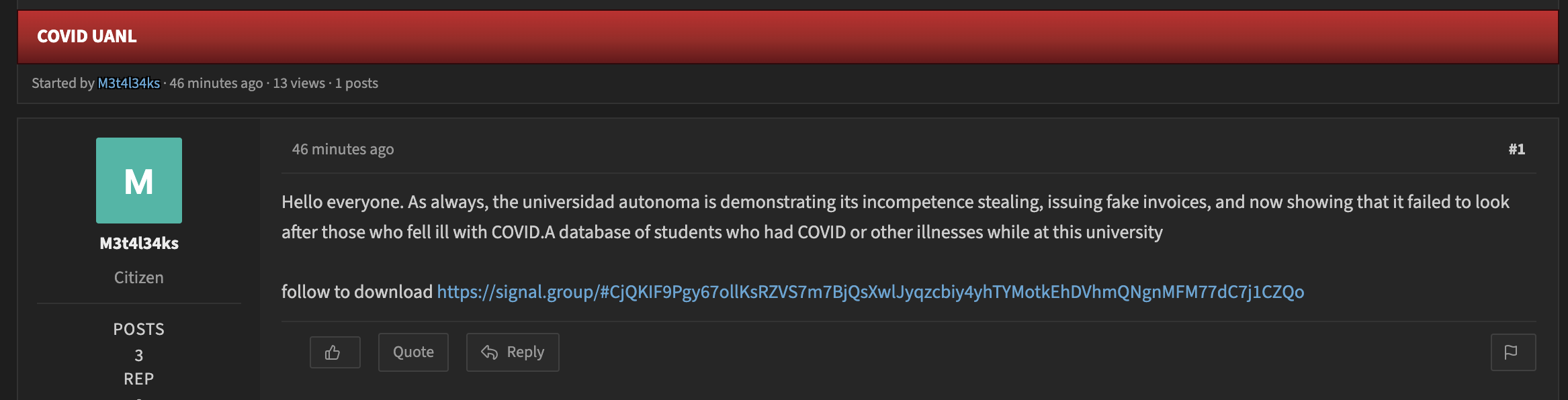 Alleged Data Breach of Universidad Autónoma de Nuevo León