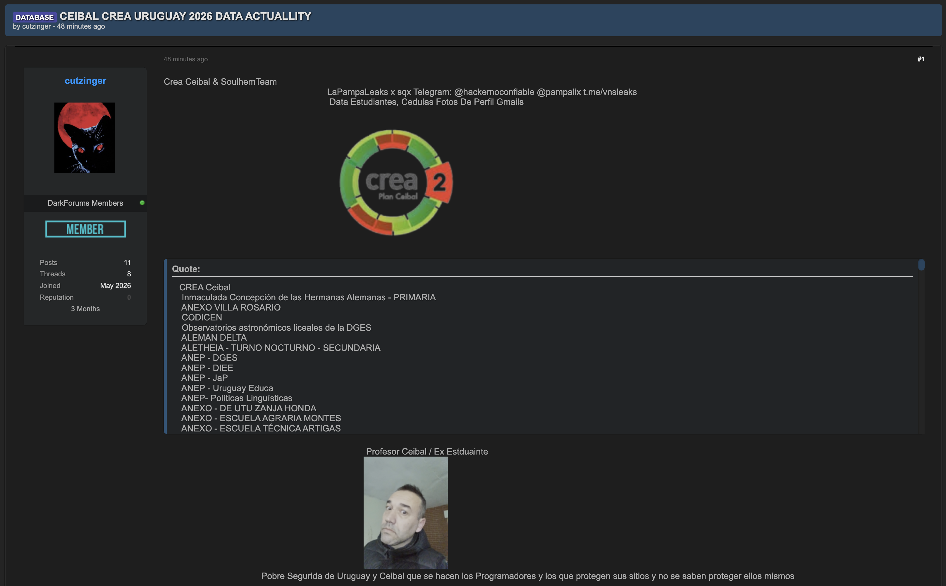 Alleged Data Breach of Plan Ceibal