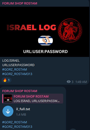 Alleged leak of login credentials from Israel