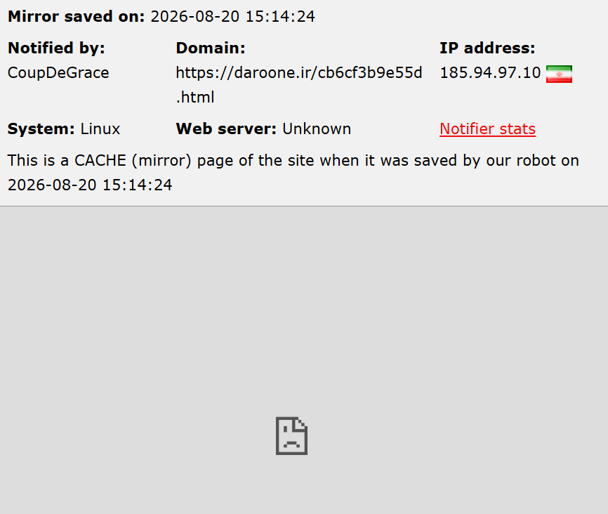 CoupDeGrace targets the website of Daroone