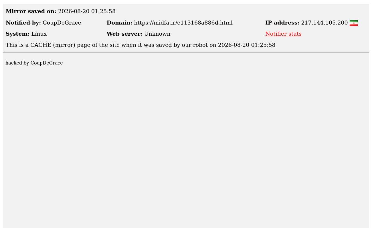 CoupDeGrace targets the website of Midfa
