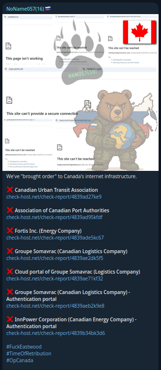 NoName targets the website of Association of Canadian Port Authorities