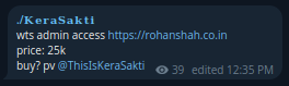 Alleged sale of admin access to Rohan Shah