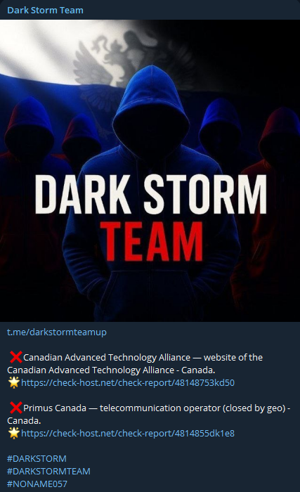 Dark Storm Team targets the website of CATAAlliance