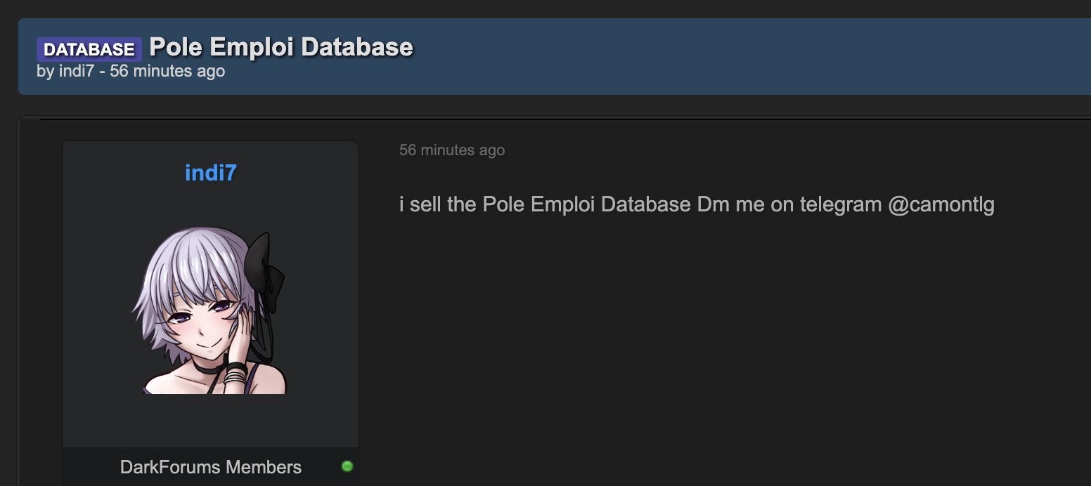 Alleged sale of Pôle emploi database