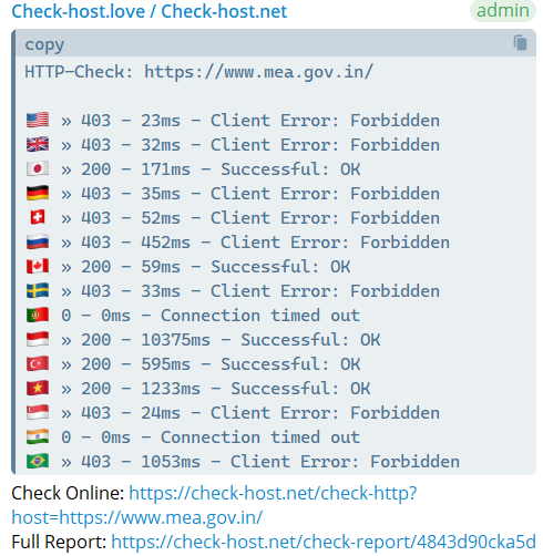 RBL LEVIATHAN GHOST targets the website of Ministry of External Affairs, India