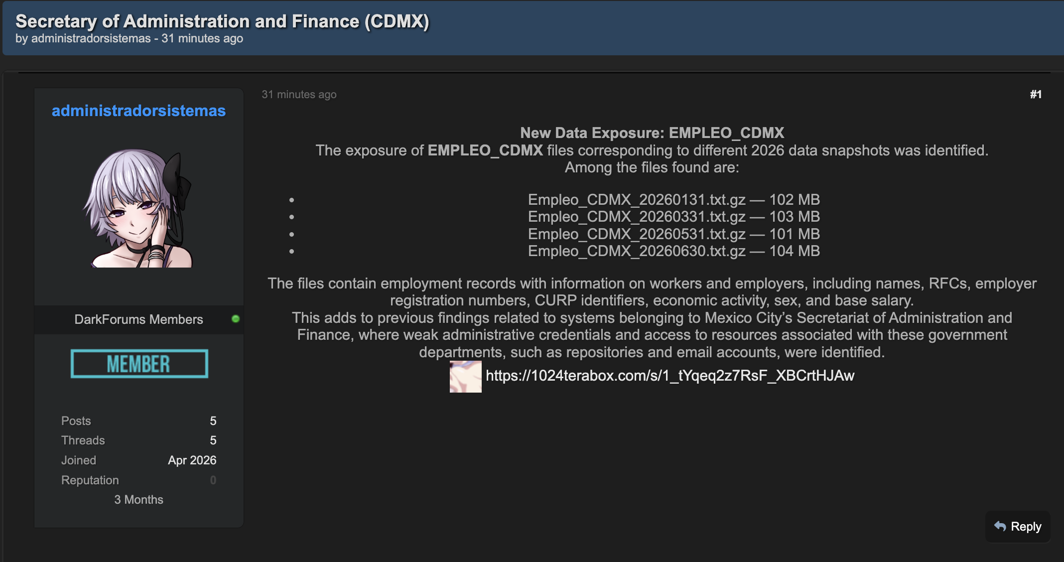 Alleged leak of CDMX employment data