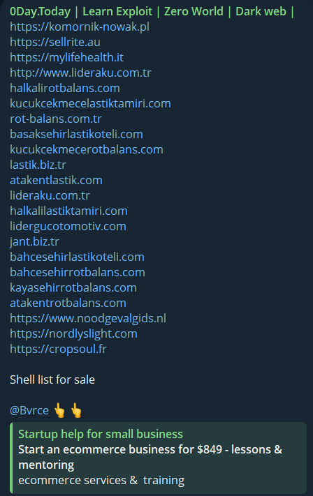 Alleged sale of webshell access of Cropsoul