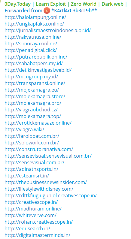 Alleged sale of webshell access of multiple Indian websites
