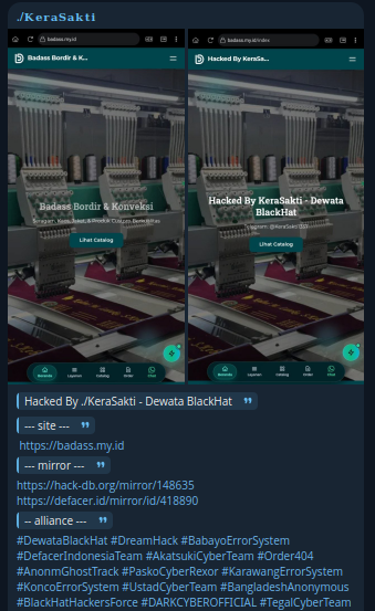 DEWATA BLACKHAT targets the website of badass.my.id